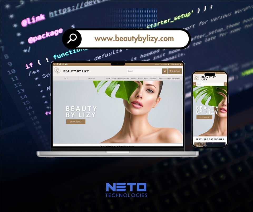 Presentación responsiva del sitio web Beauty by Lizy